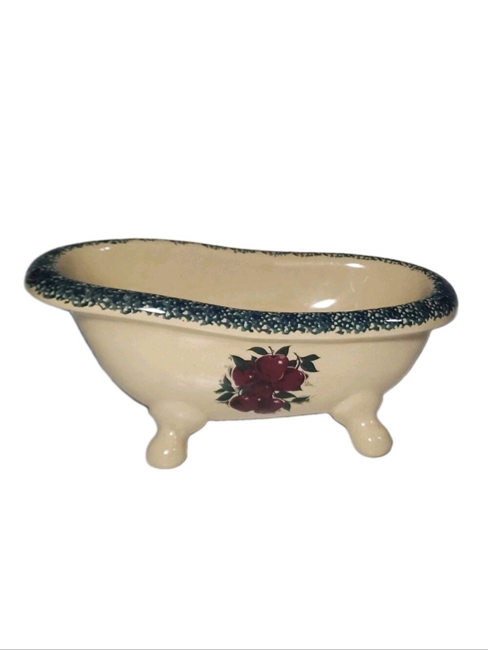 Vintage Stoneware Bathtub Tub Home & Garden Party Decor Apples Red Apple Storage